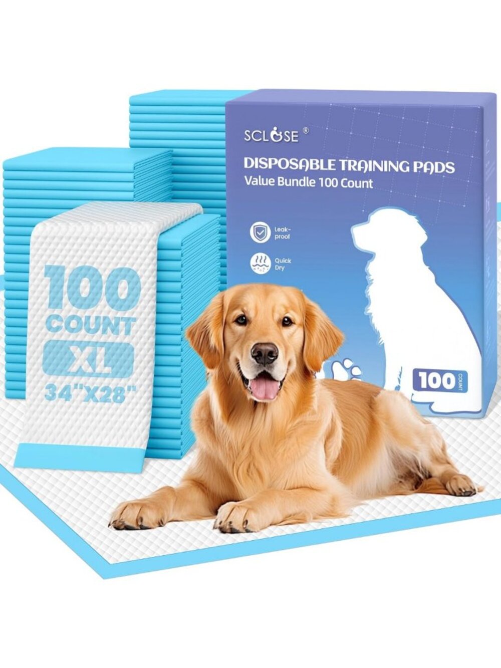 100 Count XL Disposable Dog Training Pads - 34"x28" Puppy Pee Pads for Easy